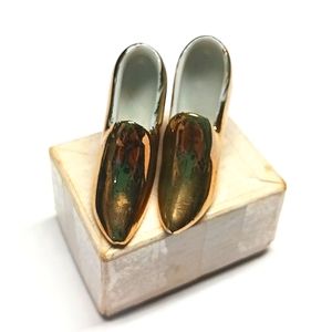 Vintage Gold Porcelain Tiny High Heels